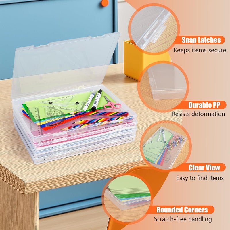 FUIJOL Photo Storage Box 11.5x8.5 Inch, 10 Pcs Portable Board Game Storage Container, A4 Paper Storage Box, Craft and File Organizer for Home/Office (8.5 * 11.5inch-10pcs) - Image 2